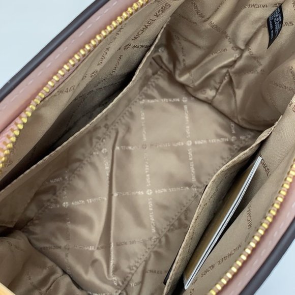 Michael Kors Avril Small Leather Top-Zip Satchel Powder Blush color - Picture 3 of 15